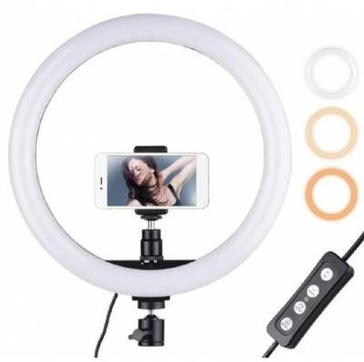 Ring Light - Tripé Suporte para 1 Telemóvel 30cm Diâmetro