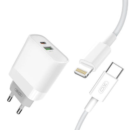 Carregador de Corrente Duplo USB + Cabo Lightning