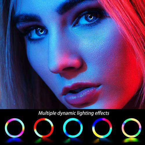 Ring light para telemóvel com espelho RGB