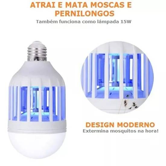 Lâmpada Anti Insetos LED 2EM1