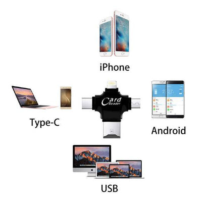 Leitor de cartão de memória Flash 4 em 1