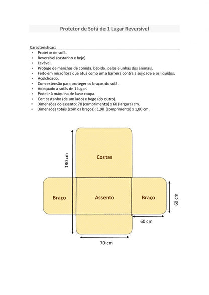 Capa Protetora de Sofá Reversível Castanho - 1 Lugar