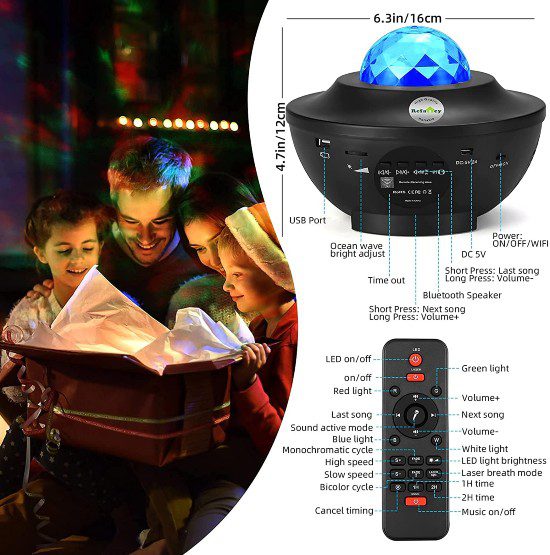 Projetor luz estrelada com bluetooth music