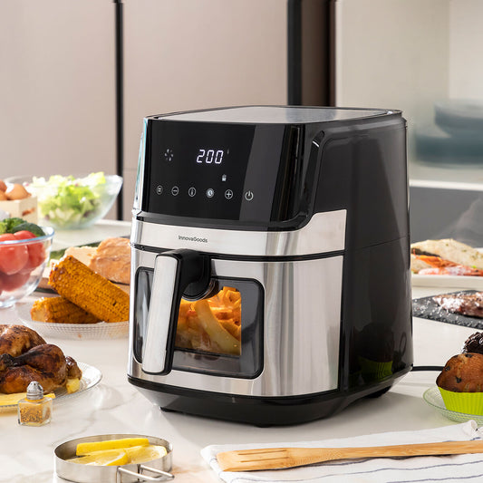 Fritadeira sem Óleo InnovaGoods Fryinn View 6500 Preto Aço inoxidável 1700 W 6,5 L