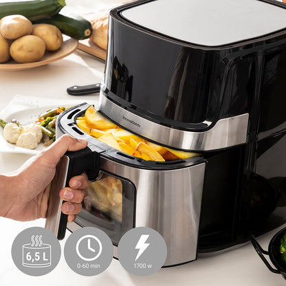 Fritadeira sem Óleo InnovaGoods Fryinn View 6500 Preto Aço inoxidável 1700 W 6,5 L