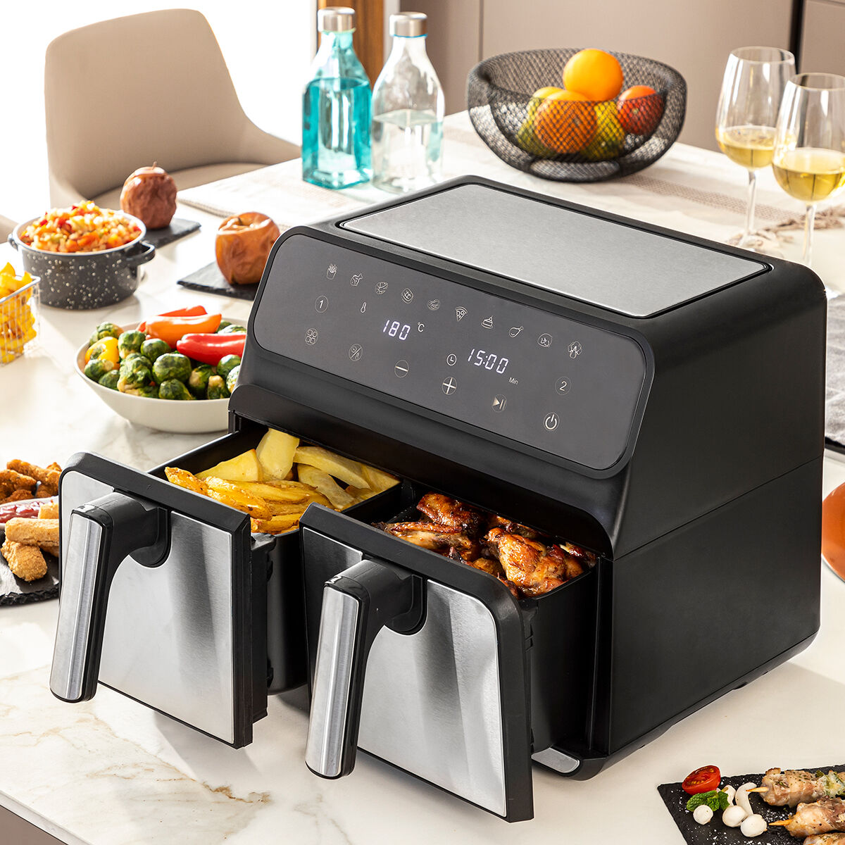 Fritadeira sem Óleo Air Fryer Aço inoxidável 3400 W 8L