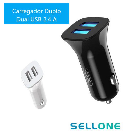 Carregador duplo isqueiro USB 2.4A