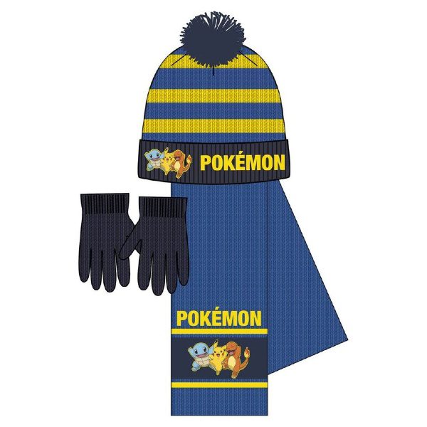 Conjunto Gorro + Cachecol e Luvas Pokémon