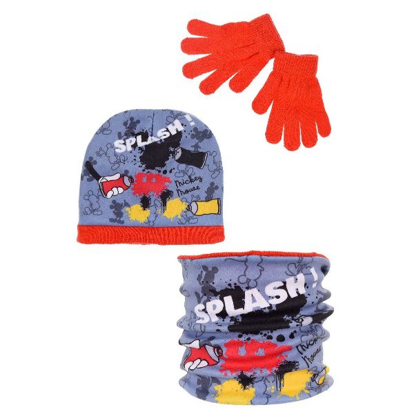 Conjunto Gorro + Gola e Luvas Mickey Vermelho