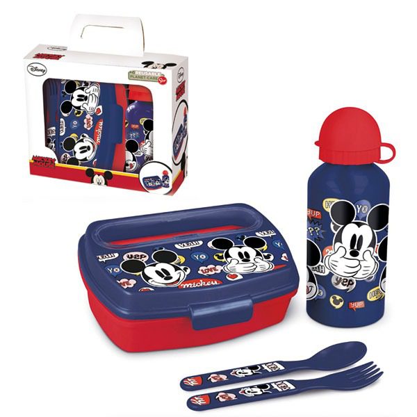 Conjunto Mickey – Lancheira com Talheres e Garrafa Alumínio