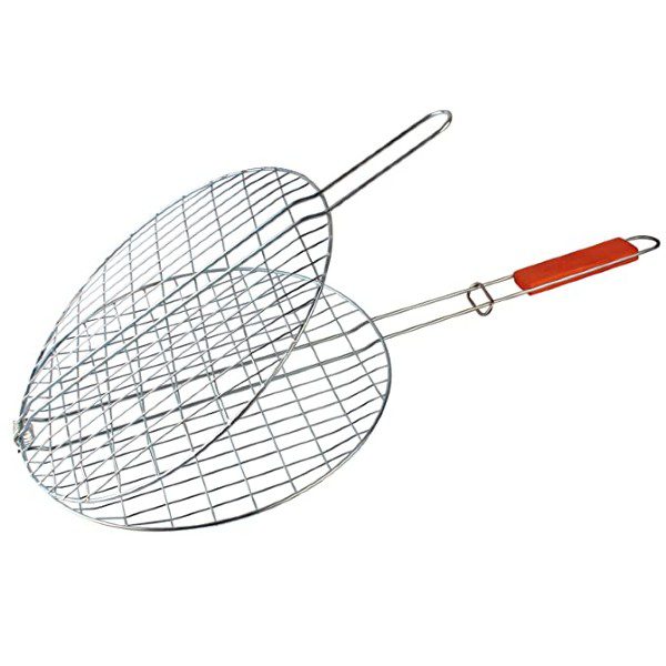 Grelha para Churrasco Redonda com Cabo de Madeira 30cm