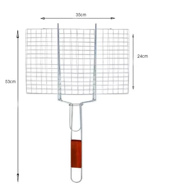 Grelha para Churrasco com Cabo de Madeira 35cm