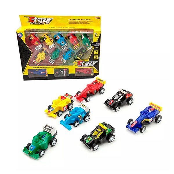 Kit Carros de Corrida 12 Peças Crazy Racing