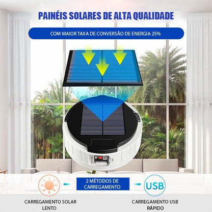 Lâmpada Solar Led 2EM1 com Banco de Energia Recarregável