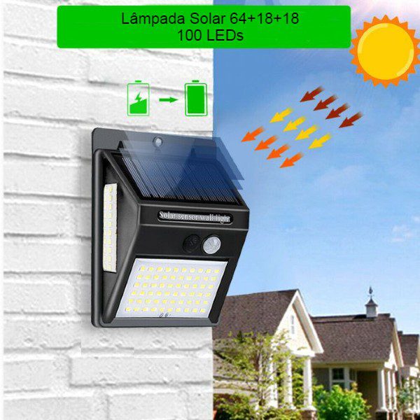 Lâmpada Solar com Sensor de Movimento – 100Leds