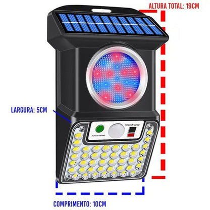 Lâmpada Solar de Segurança com Sensor Movimento e Comando 59Leds