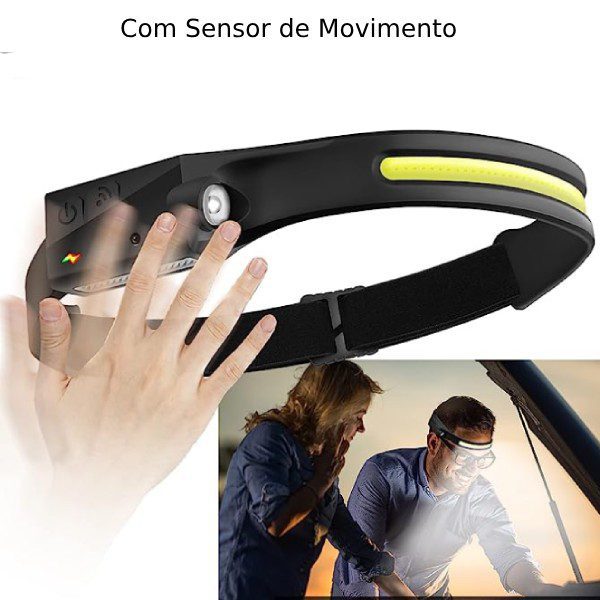 Lanterna de Cabeça LED com Sensor de Movimento