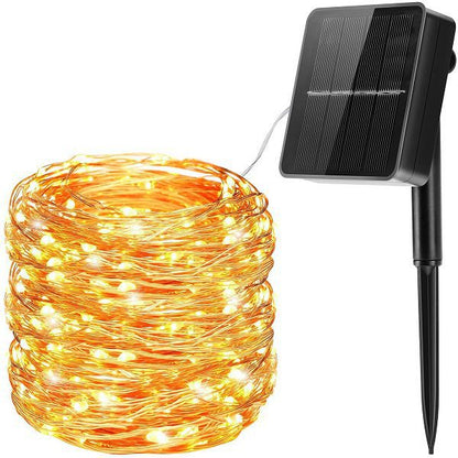 Luz Solar Corrente Cobre 10M e 100Leds