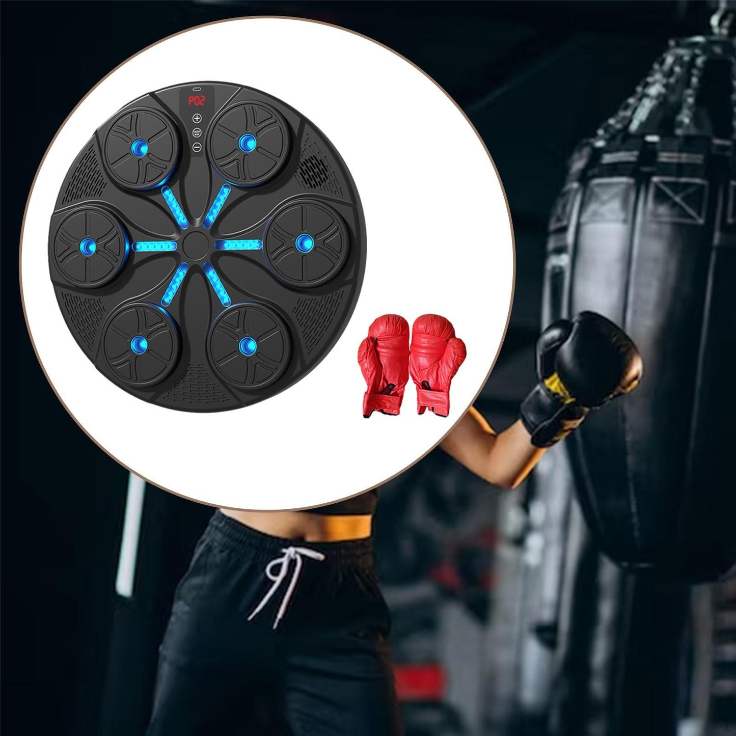 Máquina de Boxe Inteligente Musical - Oferta Luvas Boxe