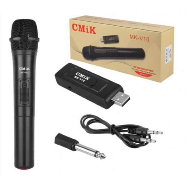 Microfone Karaoke Sem Fio + USB  MK-V10