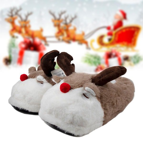 Pantufas de Natal Antiderrapantes Mod. Renas