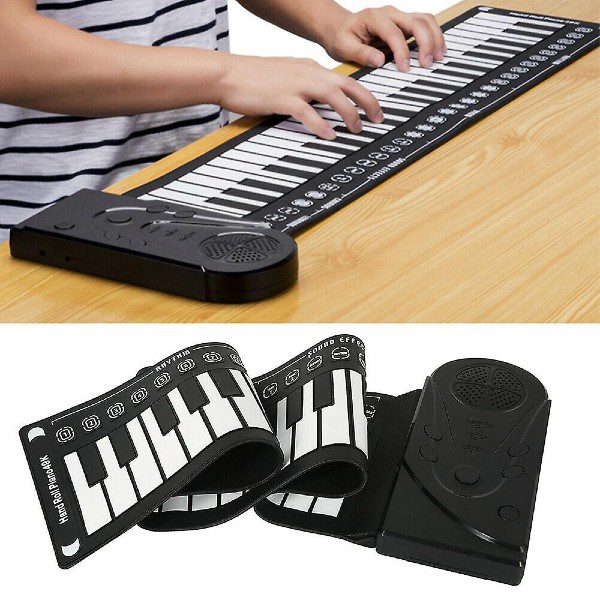 Piano portátil roll-up de 49 teclas com teclado virtual