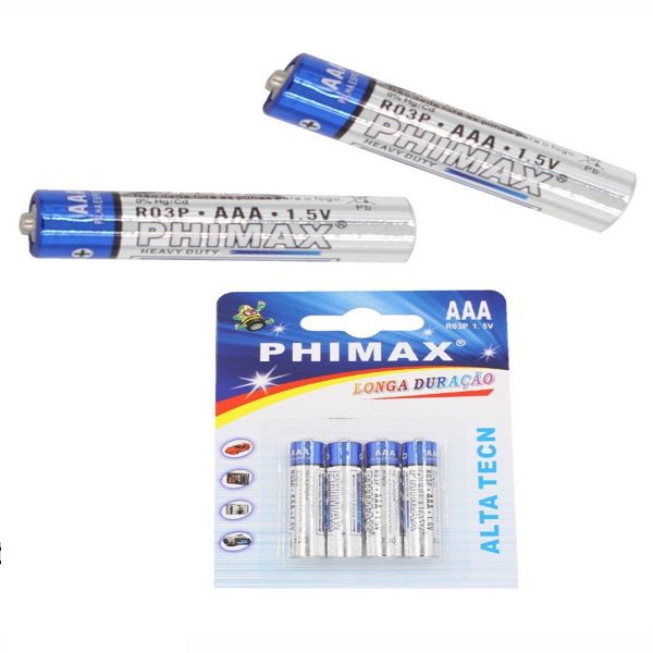 Pilhas AAA R03P 1.5V Phimax - 4UNI