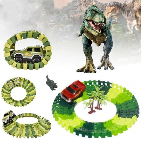 Pista de Carrinho com Dinossauros 66 Peças