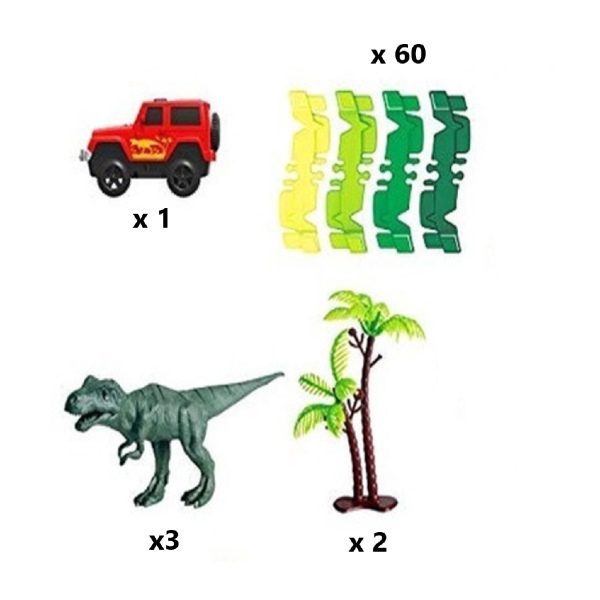 Pista de Carrinho com Dinossauros 66 Peças