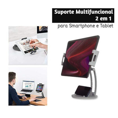 Suporte Multifuncional 2 em 1 para Smartphone e Tablet