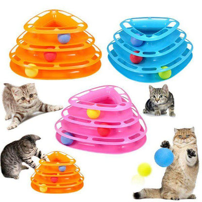 Torre Triangular de Bola Interativa para Gatos