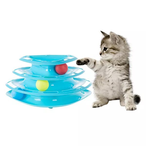 Torre Triangular de Bola Interativa para Gatos