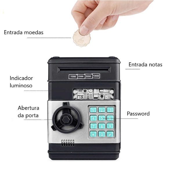 Mealheiro cofre eletrónico com senha