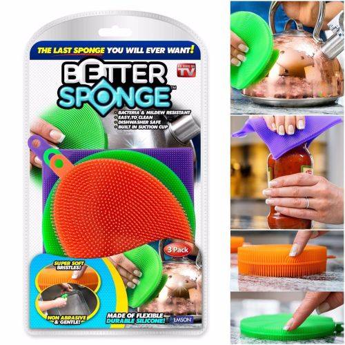 Pack 3 Esponjas Cozinha em Silicone Multiusos